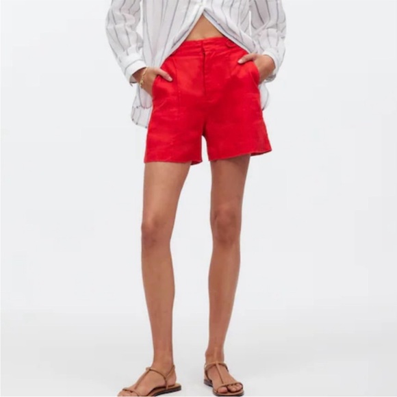Madewell High Waist Red Women's Shorts NEW NWT - Picture 2 of 6